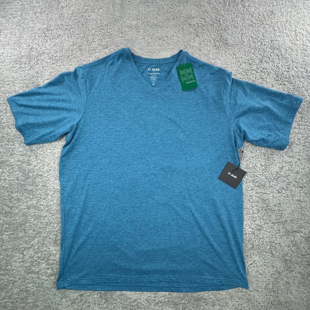 01.Algo Peter Performance Vee Shirt Mens XL Teal Green Quick Dry UV SPF 40‎ NEW